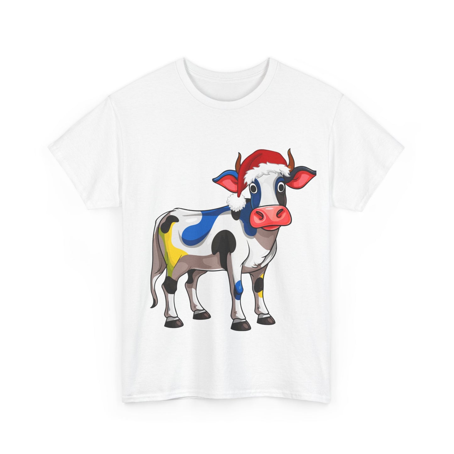 FUN Whimsical Painted Cow T-shirt, Unisex Cotton Tee