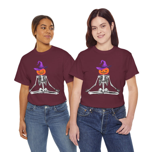 Namaste Skeleton Halloween, Unisex Heavy Cotton Tee