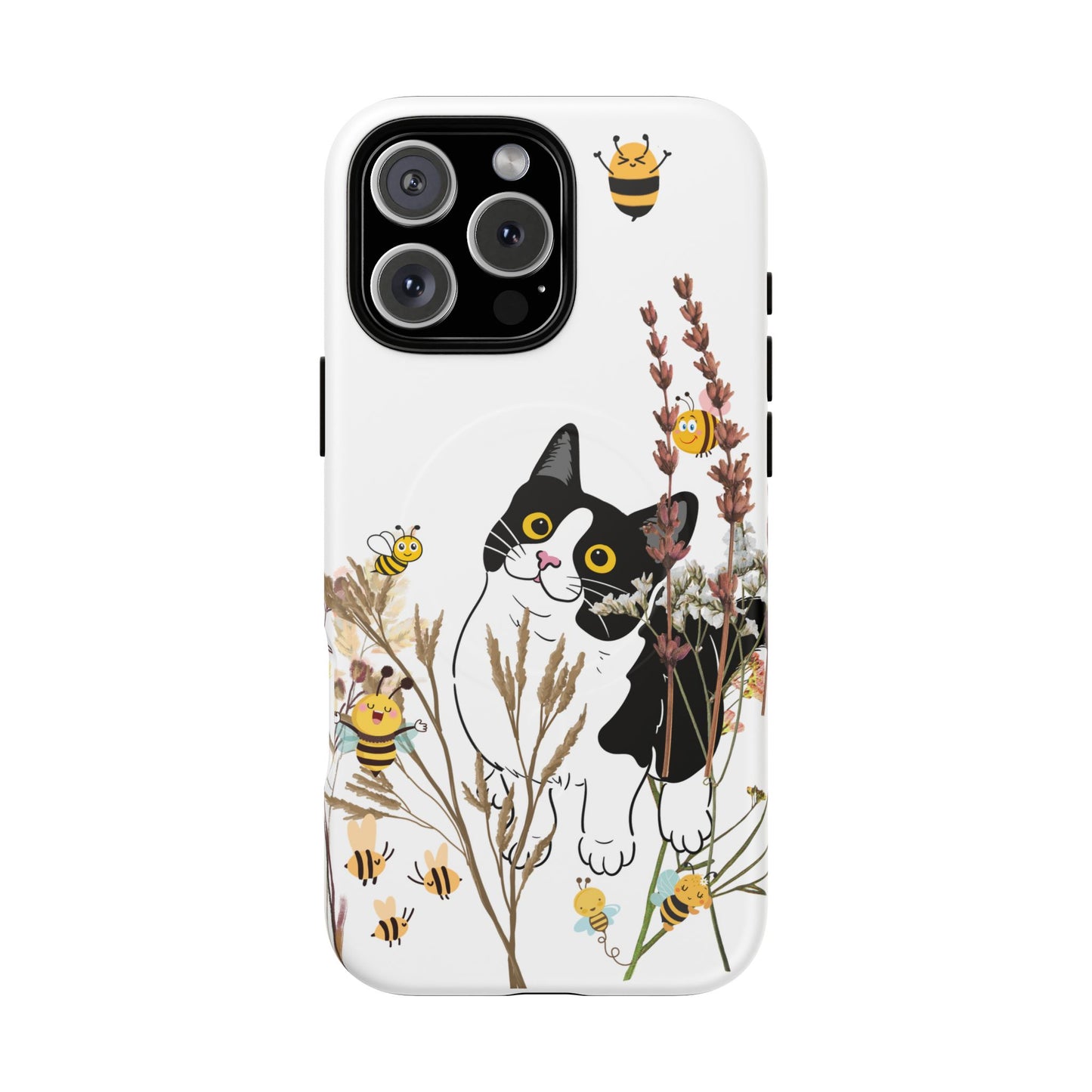 Cat Themed Tough Magnetic Phone Case, Cute Animal Design, Durable Protection, Gift for Cat Lovers, Fun Home Decor, Nature Inspired
