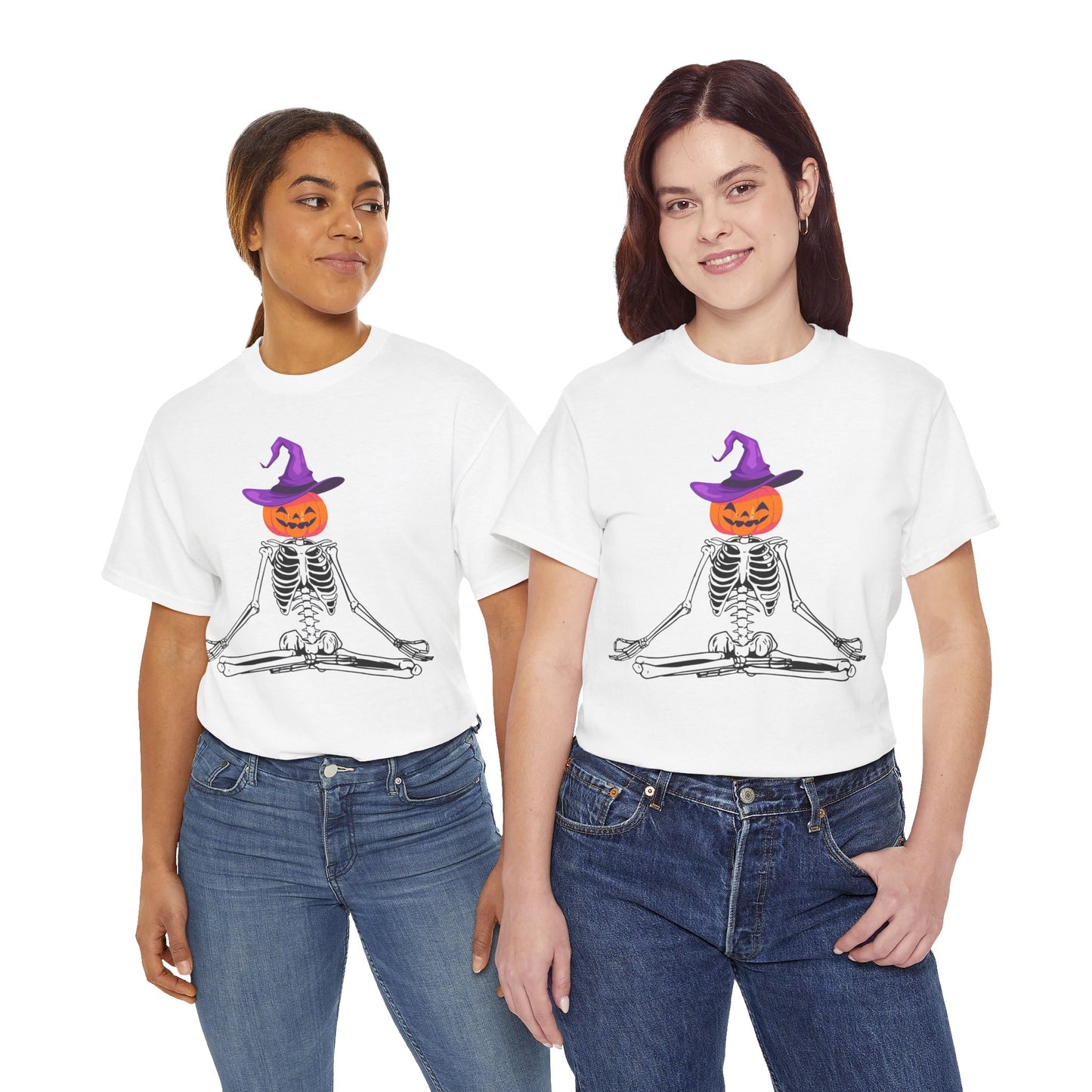 Namaste Skeleton Halloween, Unisex Heavy Cotton Tee