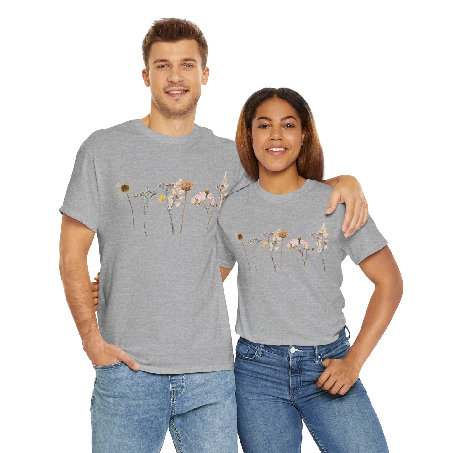 Flowery T-Shirt, Pretty,  Heavy Cotton Tee