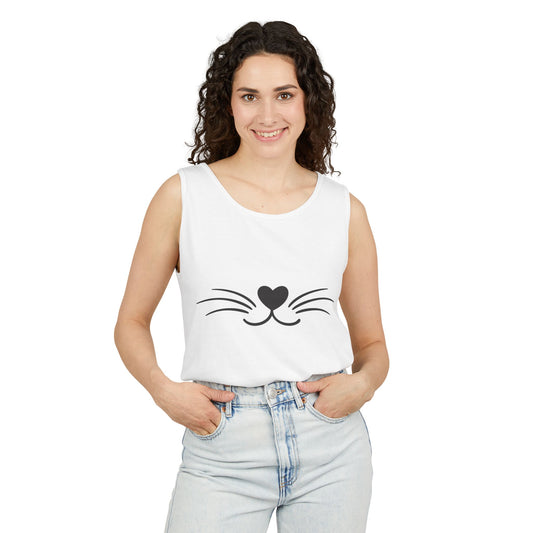 Cat-Inspired Unisex Tank Top - Cute Animal Graphic Sleeveless Shirt for Pet Lovers, Summer Gift, Casual Wear, Beach Outing, Heart [...]