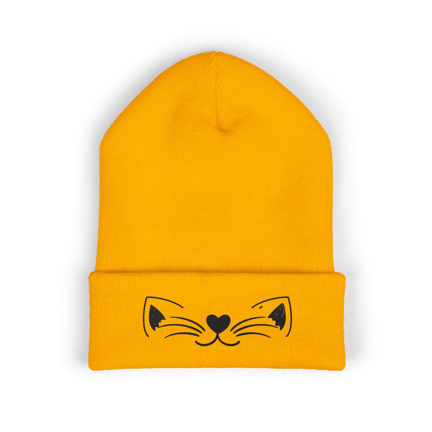Cute Cat Embroidered Beanie - Classic Cuffed Hat for Pet Lovers, Winter Fashion, Gift for Her, Cozy & Stylish Accessory