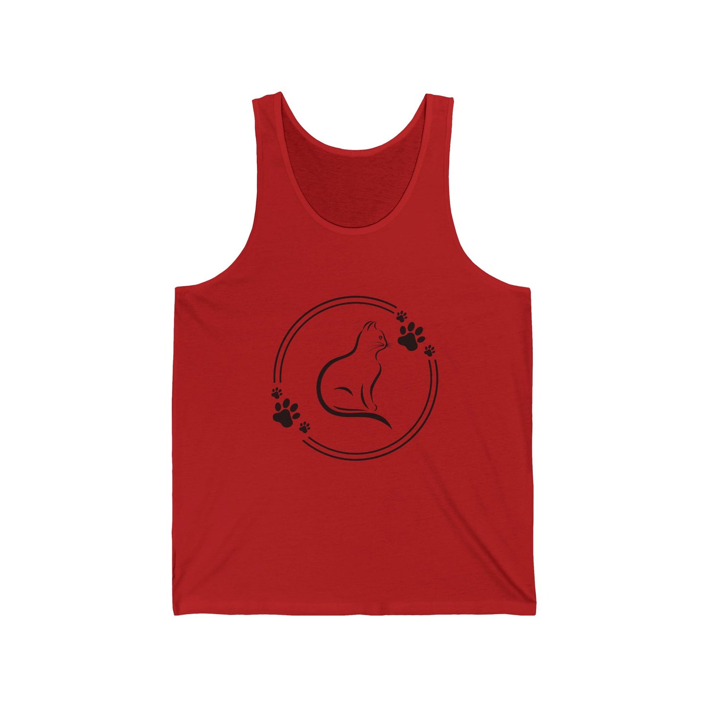 Cat Lover Unisex Jersey Tank - Paws Design, Animal Shirt, Pet Gift, Casual Wear, Summer Top, Animal Lover Apparel